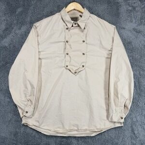 Vintage Frontier Classics Bib Shirt Mens L Beige Western Ranch‎ Cowboy Cotton